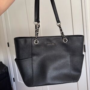 Calvin Klein Black Tote with Chain Straps